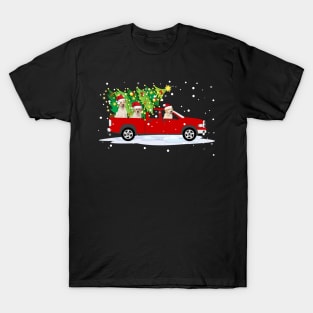 Funny Nova Scotia Duck Tolling Retriever Rides Car Red Truck Christmas T-Shirt